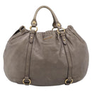 Miu Miu Hand Bag Vitellolux Gray Gold Auth 210067A-2