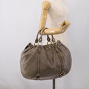 Miu Miu Hand Bag Vitellolux Gray Gold Auth 210067A-22