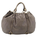 Miu Miu Hand Bag Vitellolux Gray Gold Auth 210067A-3