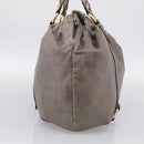 Miu Miu Hand Bag Vitellolux Gray Gold Auth 210067A-4