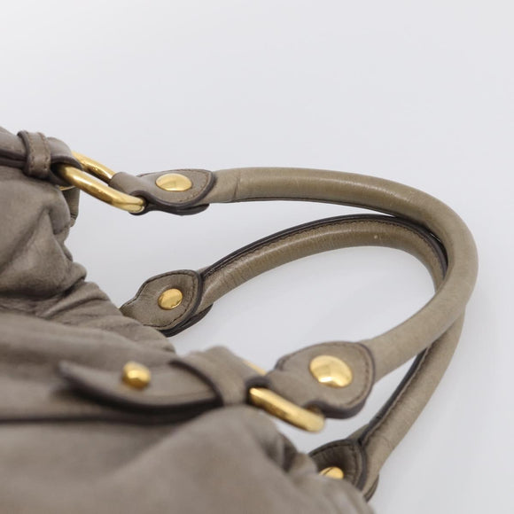 Miu Miu Hand Bag Vitellolux Gray Gold Auth 210067A