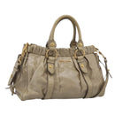 Miu Miu Hand Bag Vitellolux 2way Beige Gold Auth 210070V-1