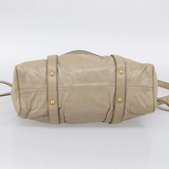 Miu Miu Hand Bag Vitellolux 2way Beige Gold Auth 210070V
