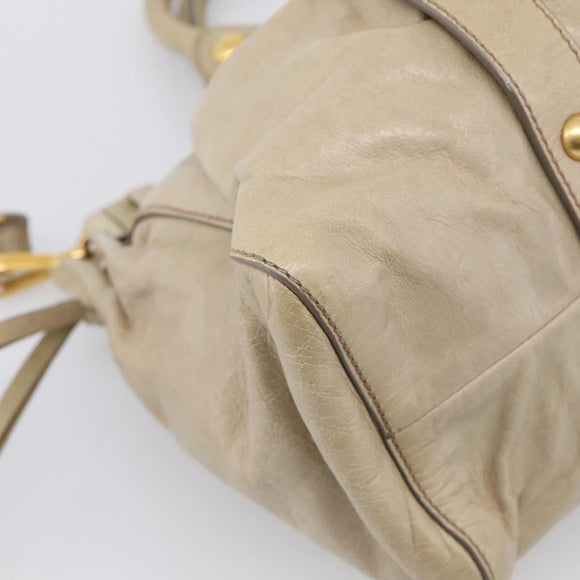 Miu Miu Hand Bag Vitellolux 2way Beige Gold Auth 210070V