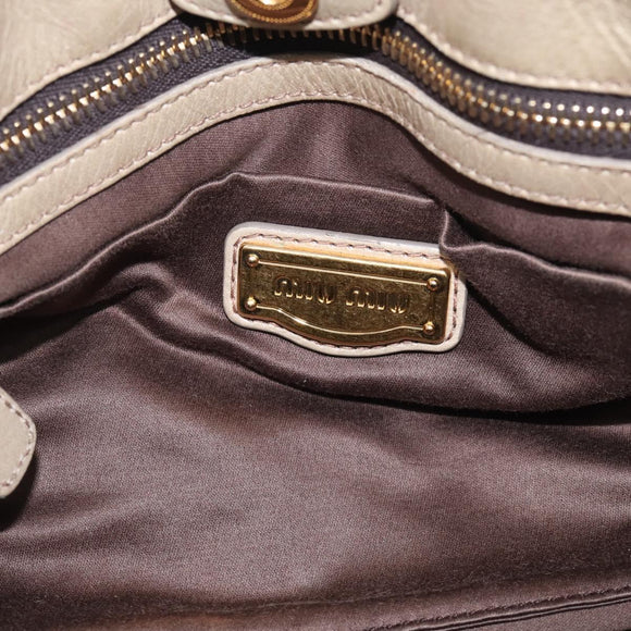 Miu Miu Hand Bag Vitellolux 2way Beige Gold Auth 210070V