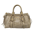 Miu Miu Hand Bag Vitellolux 2way Beige Gold Auth 210070V-2