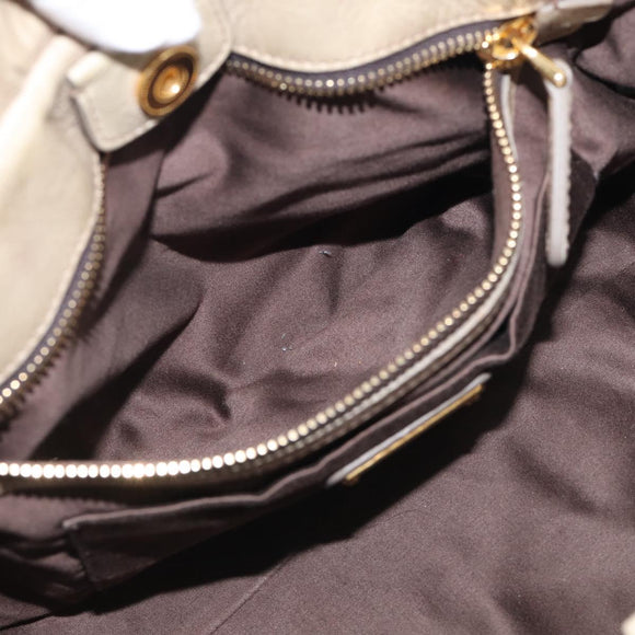 Miu Miu Hand Bag Vitellolux 2way Beige Gold Auth 210070V