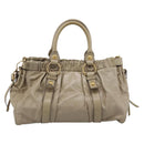 Miu Miu Hand Bag Vitellolux 2way Beige Gold Auth 210070V-3