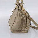 Miu Miu Hand Bag Vitellolux 2way Beige Gold Auth 210070V-4