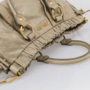 Miu Miu Hand Bag Vitellolux 2way Beige Gold Auth 210070V-6