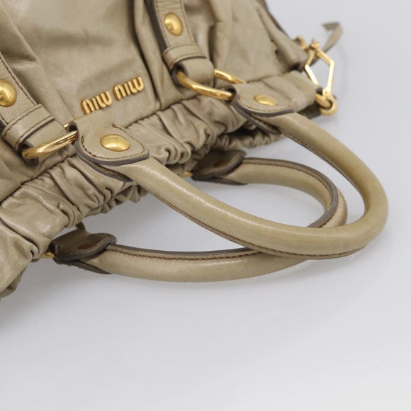 Miu Miu Hand Bag Vitellolux 2way Beige Gold Auth 210070V