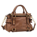 Miu Miu Hand Bag Vitellolux 2way Brown Gold Auth 210072V-1