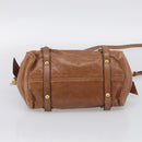 Miu Miu Hand Bag Vitellolux 2way Brown Gold Auth 210072V-11