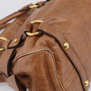 Miu Miu Hand Bag Vitellolux 2way Brown Gold Auth 210072V-13