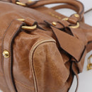 Miu Miu Hand Bag Vitellolux 2way Brown Gold Auth 210072V-14