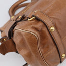 Miu Miu Hand Bag Vitellolux 2way Brown Gold Auth 210072V-15