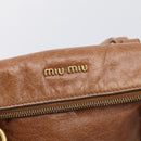 Miu Miu Hand Bag Vitellolux 2way Brown Gold Auth 210072V-16