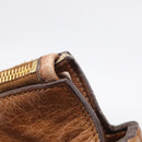 Miu Miu Hand Bag Vitellolux 2way Brown Gold Auth 210072V-17