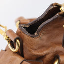 Miu Miu Hand Bag Vitellolux 2way Brown Gold Auth 210072V-18