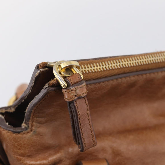 Miu Miu Hand Bag Vitellolux 2way Brown Gold Auth 210072V