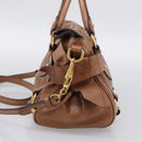Miu Miu Hand Bag Vitellolux 2way Brown Gold Auth 210072V-5