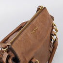 Miu Miu Hand Bag Vitellolux 2way Brown Gold Auth 210072V-6