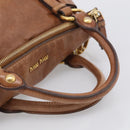 Miu Miu Hand Bag Vitellolux 2way Brown Gold Auth 210072V-7