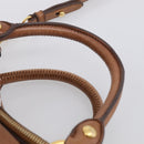 Miu Miu Hand Bag Vitellolux 2way Brown Gold Auth 210072V-8