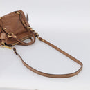 Miu Miu Hand Bag Vitellolux 2way Brown Gold Auth 210072V-9