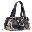 CELINE Hand Bag Canvas Leather Multicolor Gold Auth 210073-1
