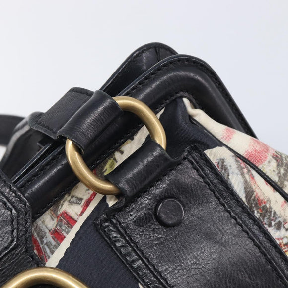 CELINE Hand Bag Canvas Leather Multicolor Gold Auth 210073