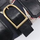 CELINE Hand Bag Canvas Leather Multicolor Gold Auth 210073-16