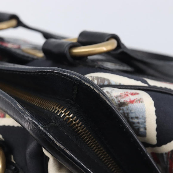 CELINE Hand Bag Canvas Leather Multicolor Gold Auth 210073