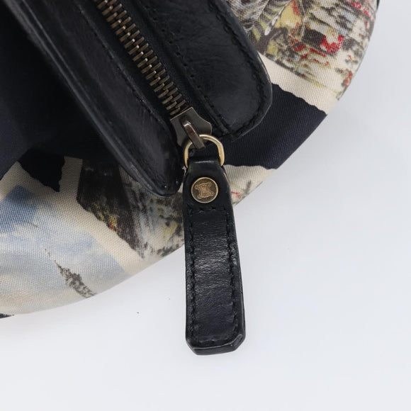 CELINE Hand Bag Canvas Leather Multicolor Gold Auth 210073