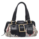 CELINE Hand Bag Canvas Leather Multicolor Gold Auth 210073-2