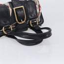 CELINE Hand Bag Canvas Leather Multicolor Gold Auth 210073-7