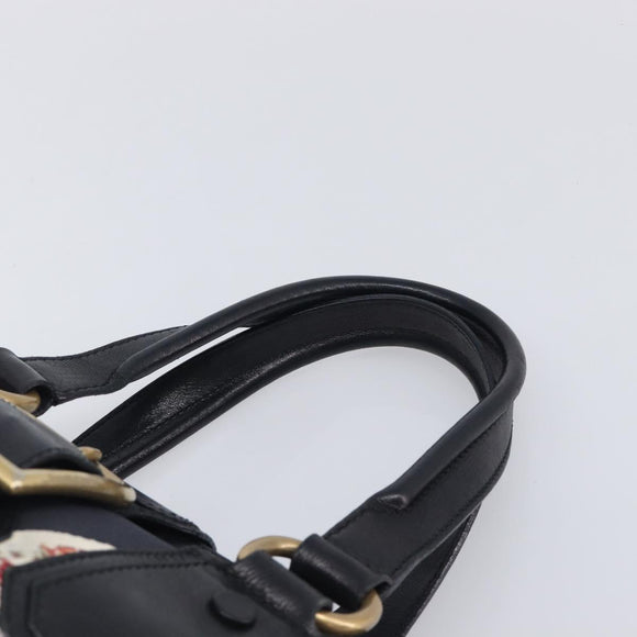 CELINE Hand Bag Canvas Leather Multicolor Gold Auth 210073
