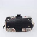 CELINE Hand Bag Canvas Leather Multicolor Gold Auth 210073-9