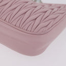 Miu Miu Matelasse Chain Shoulder Bag Leather Pink Silver Auth 210074V-12