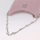 Miu Miu Matelasse Chain Shoulder Bag Leather Pink Silver Auth 210074V-7