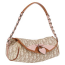 Christian Dior Trotter Canvas Romantic Chain Bag PVC Beige Silver Auth 210075A-1