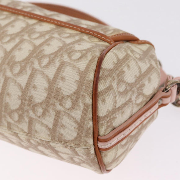 Christian Dior Trotter Canvas Romantic Chain Bag PVC Beige Silver Auth 210075A