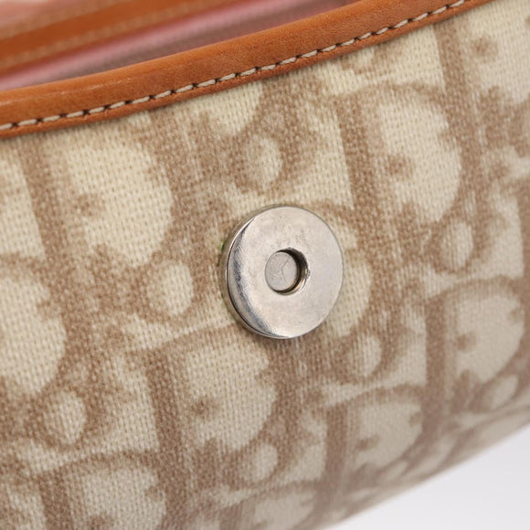 Christian Dior Trotter Canvas Romantic Chain Bag PVC Beige Silver Auth 210075A