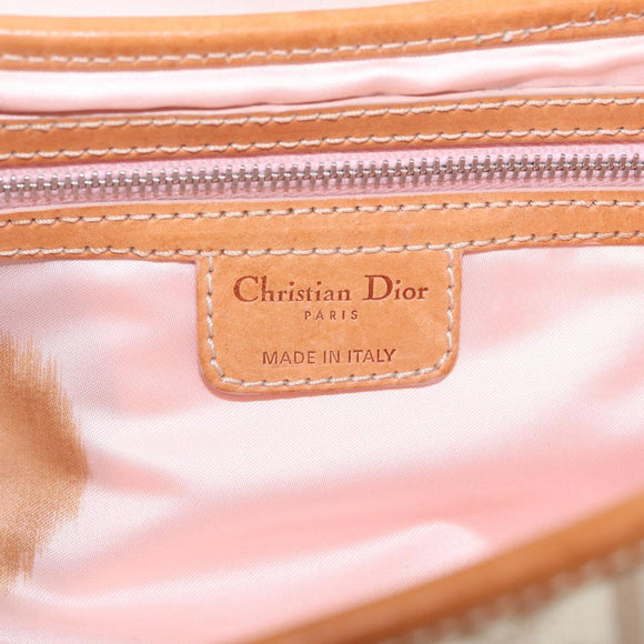 Christian Dior Trotter Canvas Romantic Chain Bag PVC Beige Silver Auth 210075A