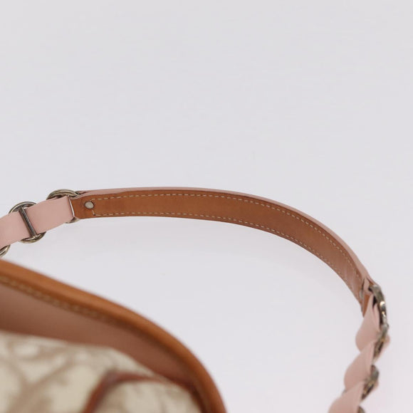 Christian Dior Trotter Canvas Romantic Chain Bag PVC Beige Silver Auth 210075A