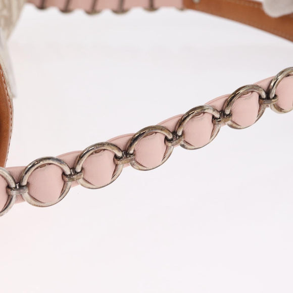 Christian Dior Trotter Canvas Romantic Chain Bag PVC Beige Silver Auth 210075A
