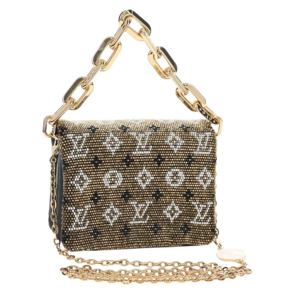 LOUIS VUITTON Monogram Beads Kussan BB Bag Beads Gold M22429 LV Auth 210076SM