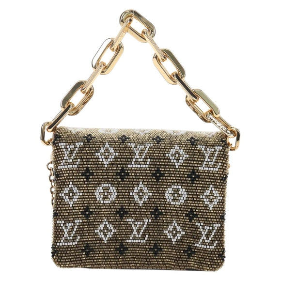 LOUIS VUITTON Monogram Beads Kussan BB Bag Beads Gold M22429 LV Auth 210076SM