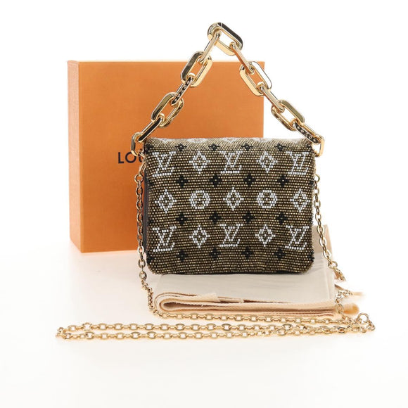 LOUIS VUITTON Monogram Beads Kussan BB Bag Beads Gold M22429 LV Auth 210076SM