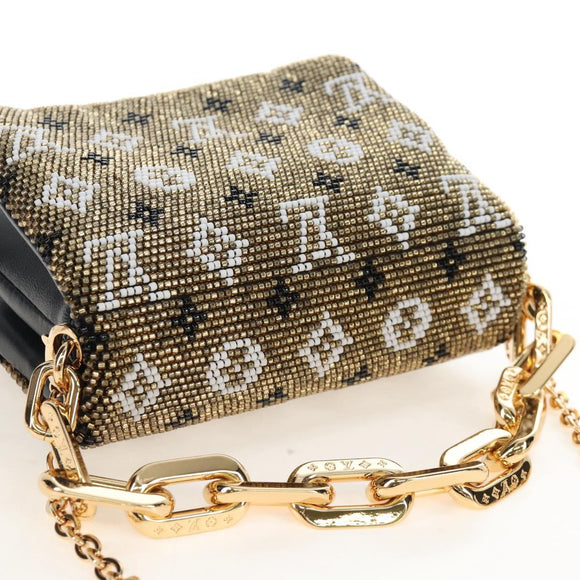 LOUIS VUITTON Monogram Beads Kussan BB Bag Beads Gold M22429 LV Auth 210076SM